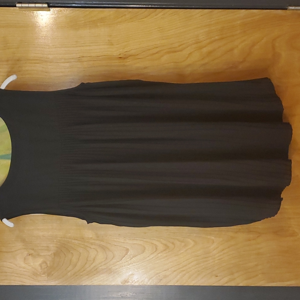 Zac & Rachel sheer pleated back, black, sleeveless tunic blouse